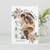 モダンなクリスマスの写真アーチ水彩のホリー シーズンカード (スタンド正面)