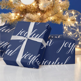 モダンなクリスマスの喜びのブルー ラッピングペーパー