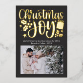 モダンなクリスマスの喜び　フォイル写真 箔シーズンカード (正面)