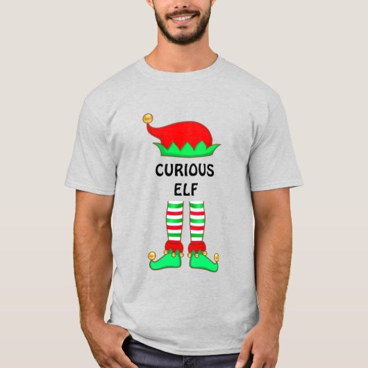 モダンなクリスマスの好奇心旺盛なエルフTシャツ Tシャツ (正面)