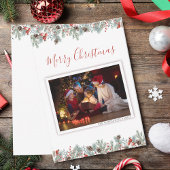 モダンなクリスマスの家族写真　ナチュラルなホリデー ノートカード