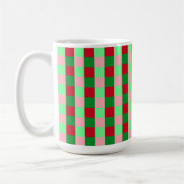 モダンなクリスマスの市松模様 コーヒーマグカップ