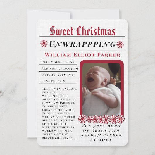 モダンなクリスマスの新聞風カード 案内状 (正面)