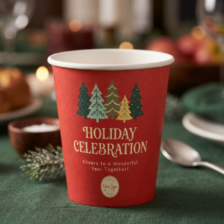 モダンなクリスマスの木々 コーポレートホリデーシーズン 紙コップ