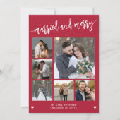 モダンなクリスマスの結婚おめでとうフォトコラージュ シーズンカード (正面)