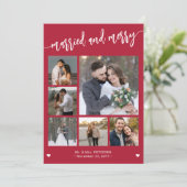 モダンなクリスマスの結婚おめでとうフォトコラージュ シーズンカード (スタンド正面)