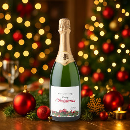 モダンなクリスマスの装飾品 赤 スパークリングワインラベル