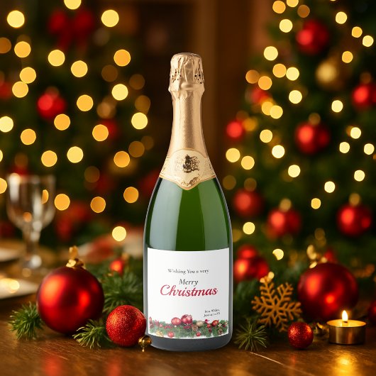 モダンなクリスマスの装飾品 赤 スパークリングワインラベル
