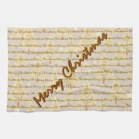 モダンなクリスマスの豪華なクリスマスツリー キッチンタオル (横)