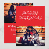 モダンなクリスマスの赤い手書きフォントの写真 シーズンカード (正面/裏面)