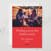 モダンなクリスマスの赤い手書きフォントの写真 シーズンカード (裏面)
