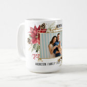 モダンなクリスマスの赤い花の写真 コーヒーマグカップ (正面左)