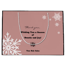 モダンなクリスマスの願い ブラックピンク紙袋 ラージペーパーバッグ