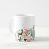 モダンなクリスマスの鹿と花 コーヒーマグカップ (正面左)