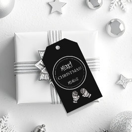 モダンなクリスマスの黒と白のオーダーメイド ギフトタグ