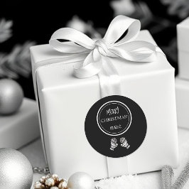 モダンなクリスマスの黒と白のオーダーメイド ラウンドシール
