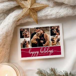 モダンなクリスマスの「よい休日を」5枚写真コラージュ ポストカード