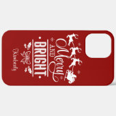 モダンなクリスマスのMERRY+BRIGHTスクリプトモノグラム Case-Mate iPhoneケース (裏面 (横))