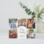 モダンなクリスマスアーチ5家族写真ホリデー シーズンポストカード (スタンド正面)