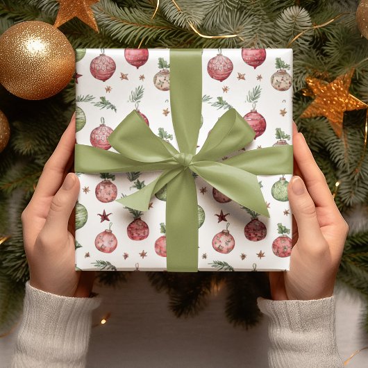 モダンなクリスマスオーナメントのラッピングペーパー ラッピングペーパー
