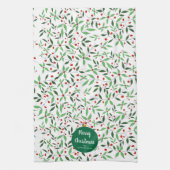 モダンなクリスマスオーナメントの家族の名前の植物学 キッチンタオル (縦)