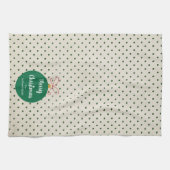 モダンなクリスマスオーナメントの家族名 キッチンタオル (横)