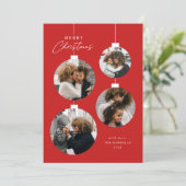 モダンなクリスマスオーナメント4枚写真 シーズンカード (スタンド正面)