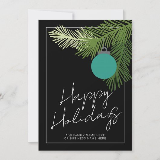 モダンなクリスマスオーナメント - ブラックアクア 写真なし シーズンカード (正面)