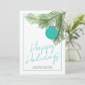 モダンなクリスマスオーナメント - 緑 - ティール 写真なし シーズンカード (スタンド正面)