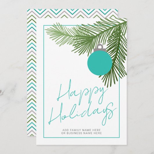 モダンなクリスマスオーナメント - 緑 - ティール（青緑色）- 実物写真以外 シーズンカード (正面/裏面)