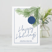 モダンなクリスマスオーナメント - 緑 - ネイビー ノンフォト シーズンカード (スタンド正面)