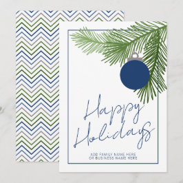 モダンなクリスマスオーナメント - 緑 - ネイビー　写真なし シーズンカード