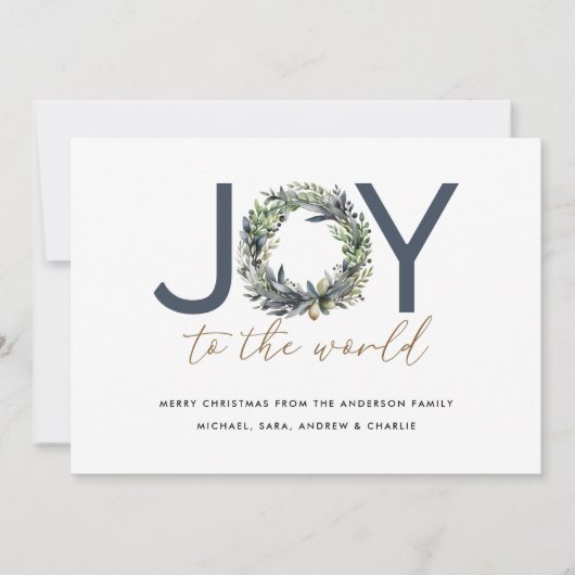 モダンなクリスマスカード 喜びに満ちた世界 シーズンカード (正面)