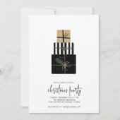 モダンなクリスマスギフト ホリデー 招待状 (正面)