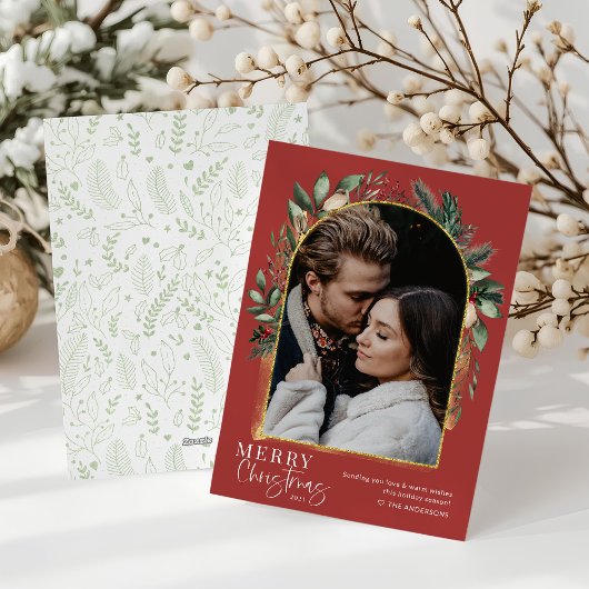 モダンなクリスマスグリーンアーチ1枚の写真 シーズンカード