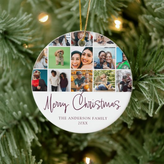 モダンなクリスマスコラージュ写真 セラミックオーナメント (ツリー)