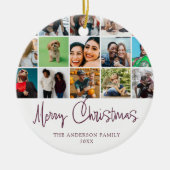 モダンなクリスマスコラージュ写真 セラミックオーナメント (正面)