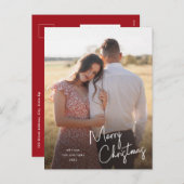 モダンなクリスマススクリプトシンプルフォト シーズンポストカード (正面/裏面)
