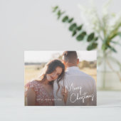 モダンなクリスマススクリプトシンプルフォト シーズンポストカード (スタンド正面)