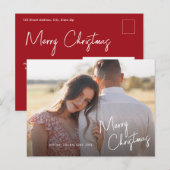 モダンなクリスマススクリプトシンプルフォト シーズンポストカード (正面/裏面)