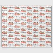 モダンなクリスマススクリプト 個人名 ラッピングペーパー (フラット)