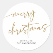 モダンなクリスマスステッカー ホリデーラベル ミニマル ラウンドシール (正面)