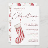 モダンなクリスマスストッキング  Xmasパーティー お祝い 招待状 (正面/裏面)