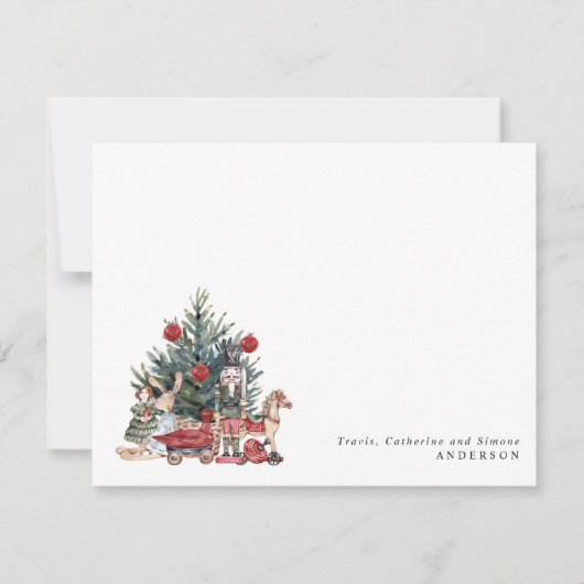 モダンなクリスマスツリーおもちゃ ナッツクラッカー ホリデー ノートカード (正面)