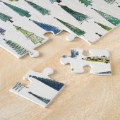 モダンなクリスマスツリーのイラストパターン ジグソーパズル (側面)