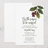 モダンなクリスマスツリーのブライダルシャワー招待状 | クリスマスのホーリー 招待状 (正面/裏面)