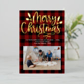 モダンなクリスマスツリーのプレート箔のホリデーカード 箔シーズンカード (立ち正面)