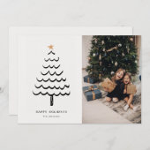モダンなクリスマスツリーのホリデーカード シーズンカード (正面/裏面)