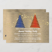 モダンなクリスマスツリーのホリデーパーティー招待状 招待状 (正面/裏面)