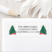 モダンなクリスマスツリーのホリデー返送ラベル ラベル (インサイチュ)